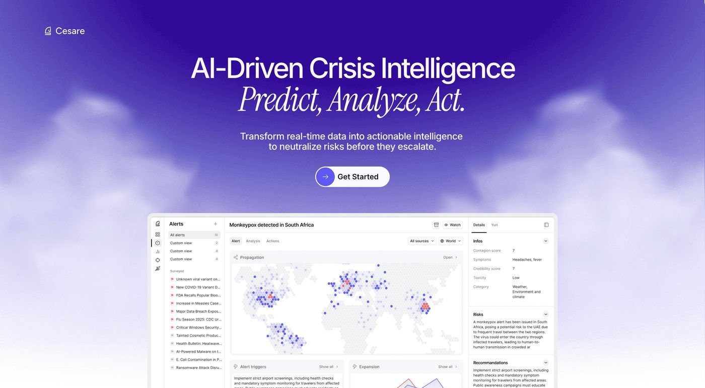 Cesare AI crisis intelligence dashboard