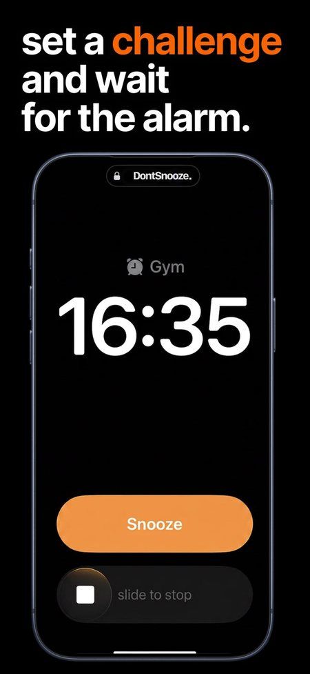 DontSnooze: set a challenge and wait for the alarm