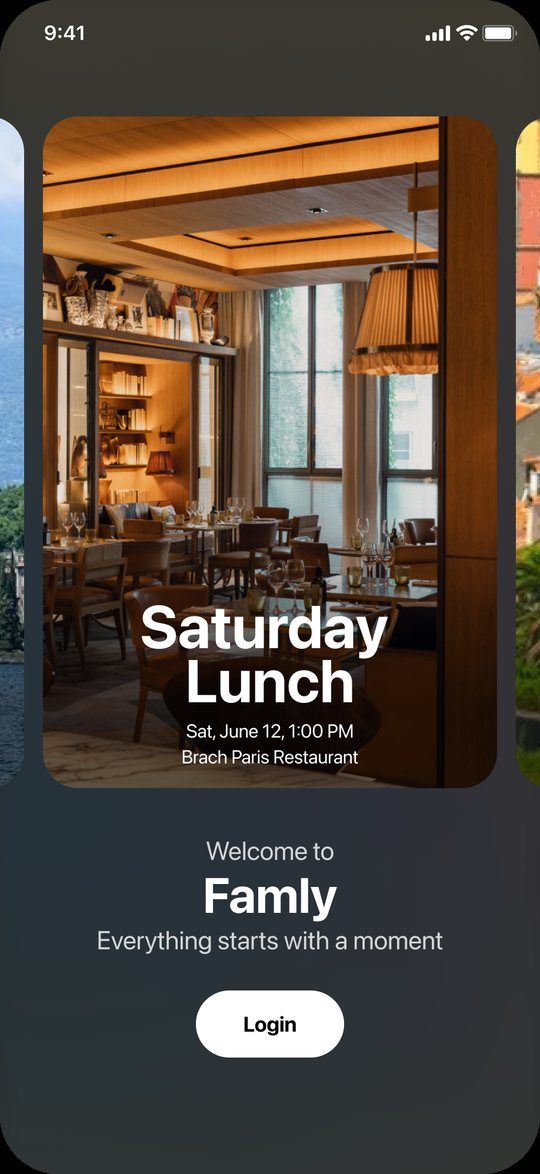 Family app welcome screen