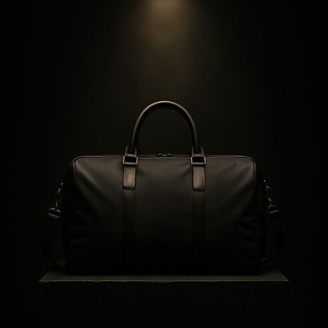 Black gym duffel bag