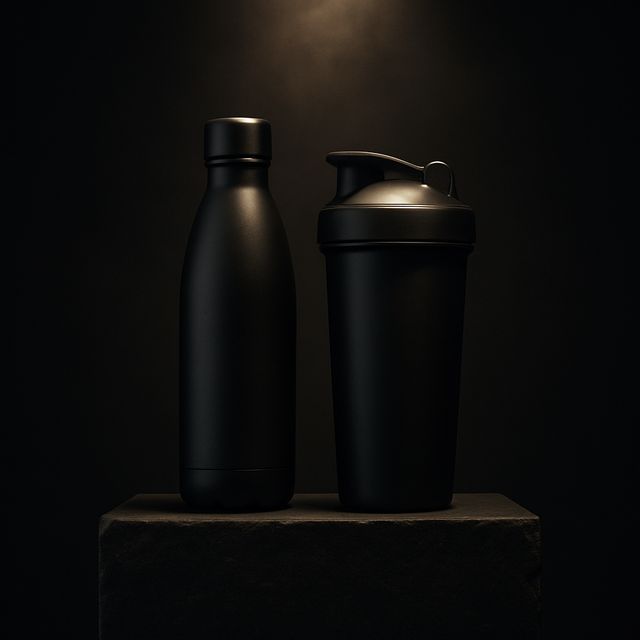 Black water bottle and shaker