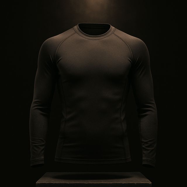 A black rashguard inspected on a mannequin