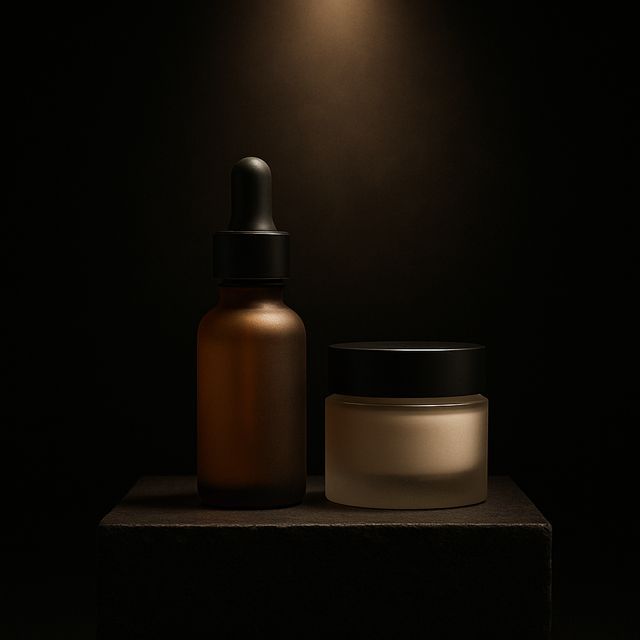 Serum bottle and cream jar