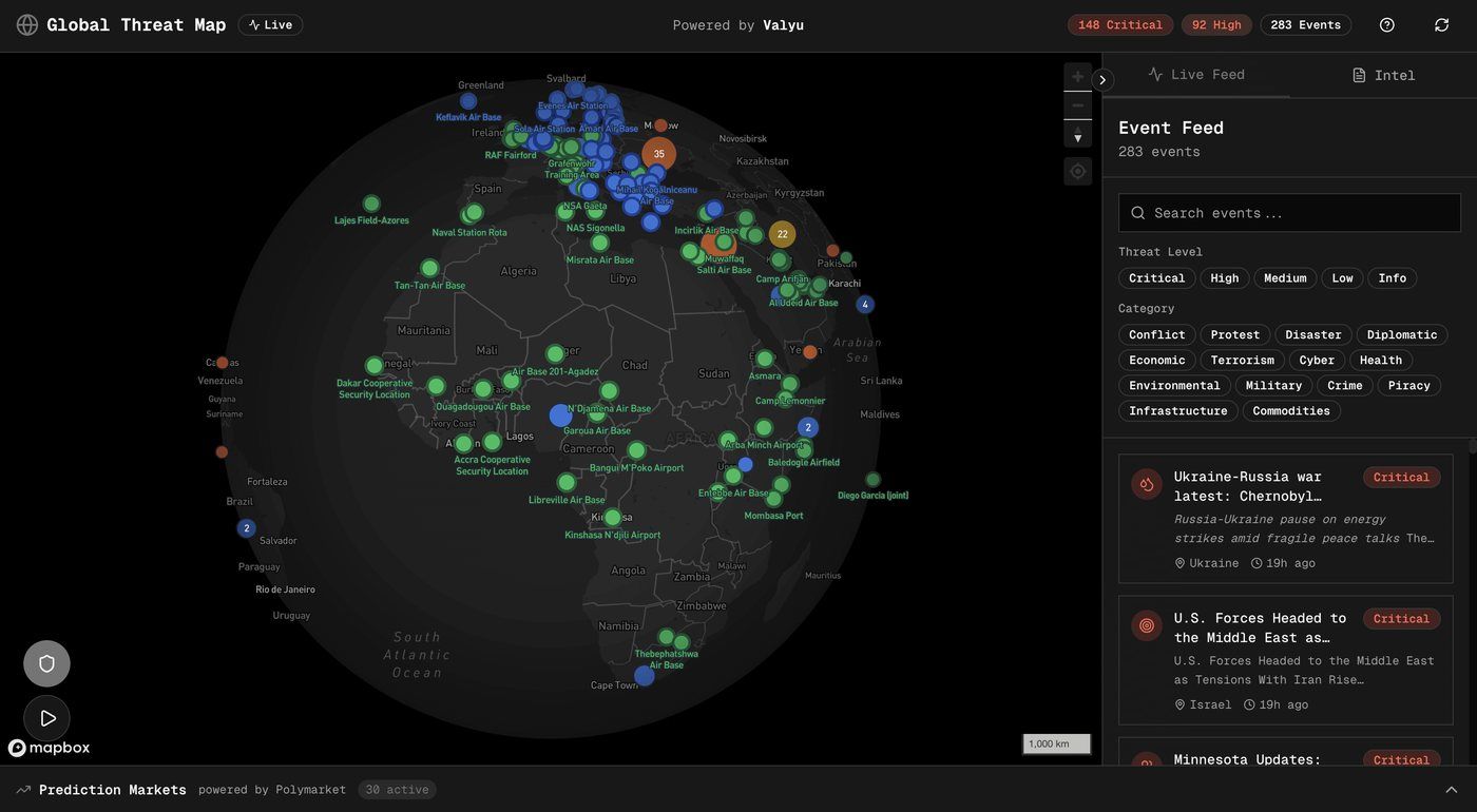 ThreatsAI live global threat map and event feed